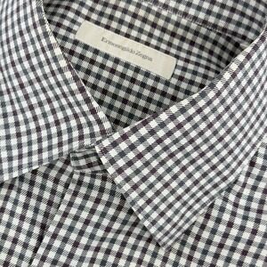 Ermenegildo Zegna Men's Large Shirt Multi Color Check 100% Cotton Long Sleeve